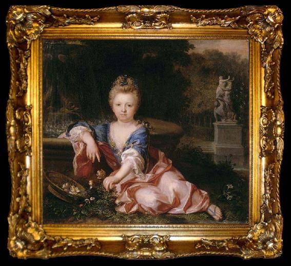 framed  Alexis Simon Belle Portrait of Mariana Victoria of Spain fiancee of Louis XV, ta009-2